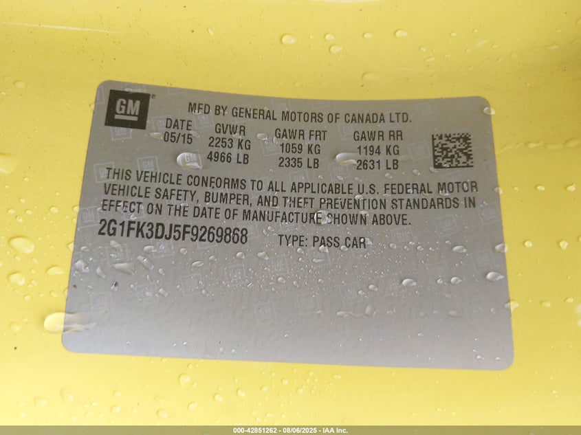 2015 CHEVROLET CAMARO 2SS - 2G1FK3DJ5F9269868