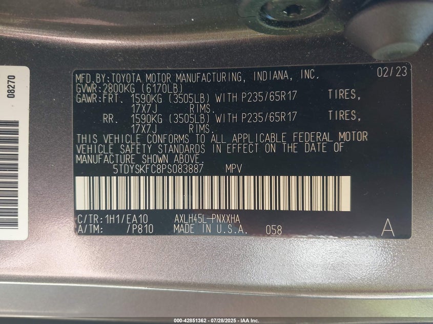 2023 TOYOTA SIENNA XLE - 5TDYSKFC8PS083887