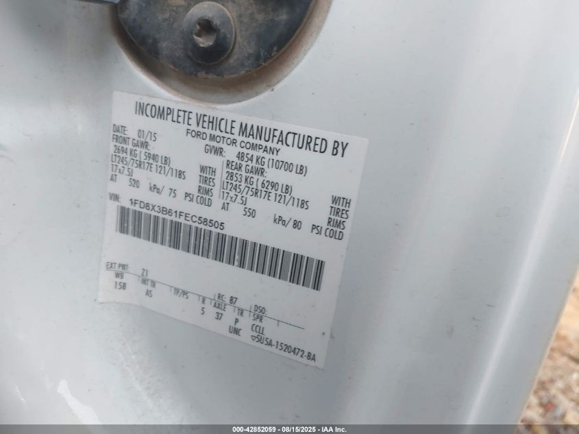 2015 Ford F-350 Xl VIN: 1FD8X3B61FEC58505 Lot: 42852059