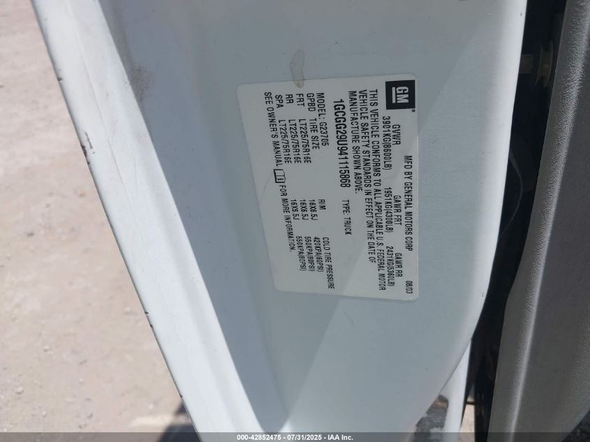 2004 Chevrolet Express VIN: 1GCGG29U941115868 Lot: 42852475