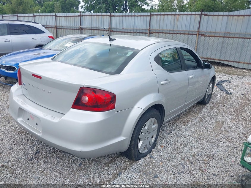 Vin: 1c3cdzab4cn330385, lot: 43346085, dodge avenger se 20124