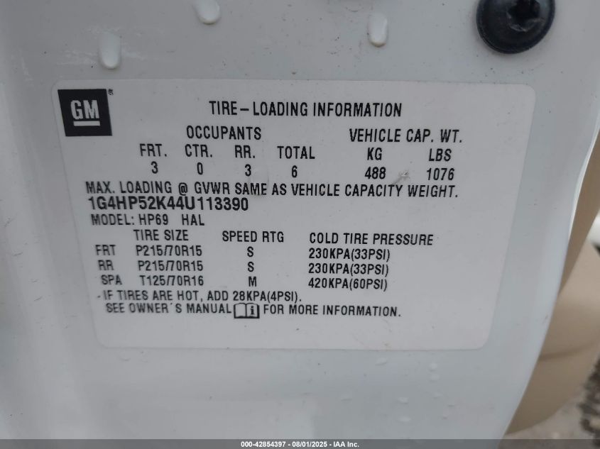 2004 Buick Lesabre Custom VIN: 1G4HP52K44U113390 Lot: 42854397