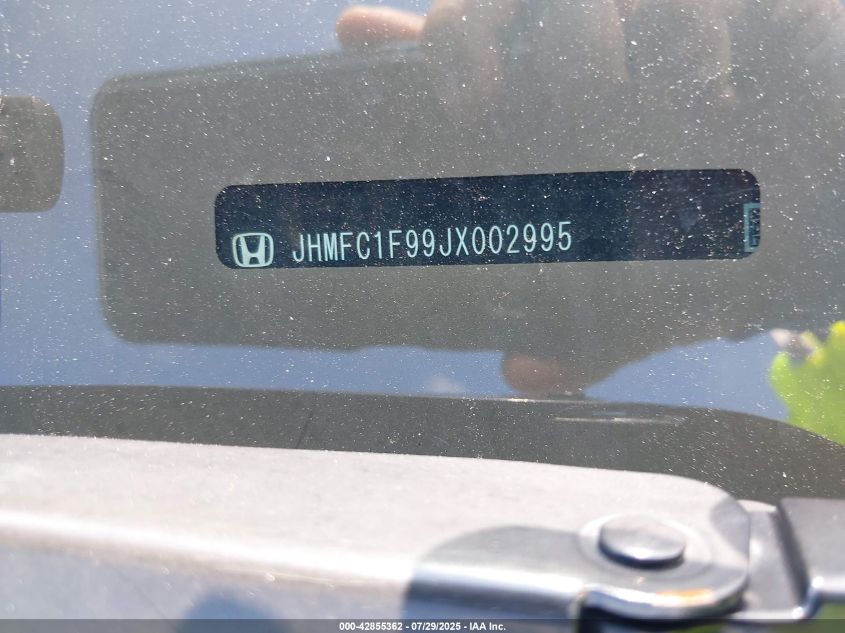 2018 Honda Civic Touring VIN: JHMFC1F99JX002995 Lot: 42855362