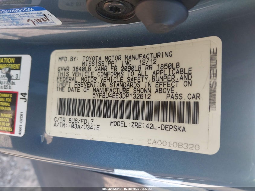 2013 TOYOTA COROLLA S - 5YFBU4EE3DP132612