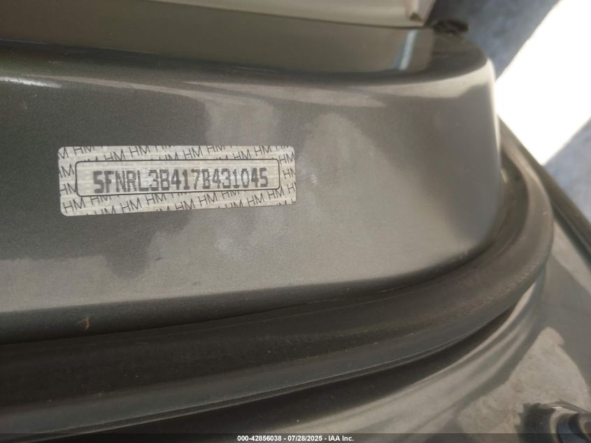 2007 Honda Odyssey Ex VIN: 5FNRL38417B431045 Lot: 42856038