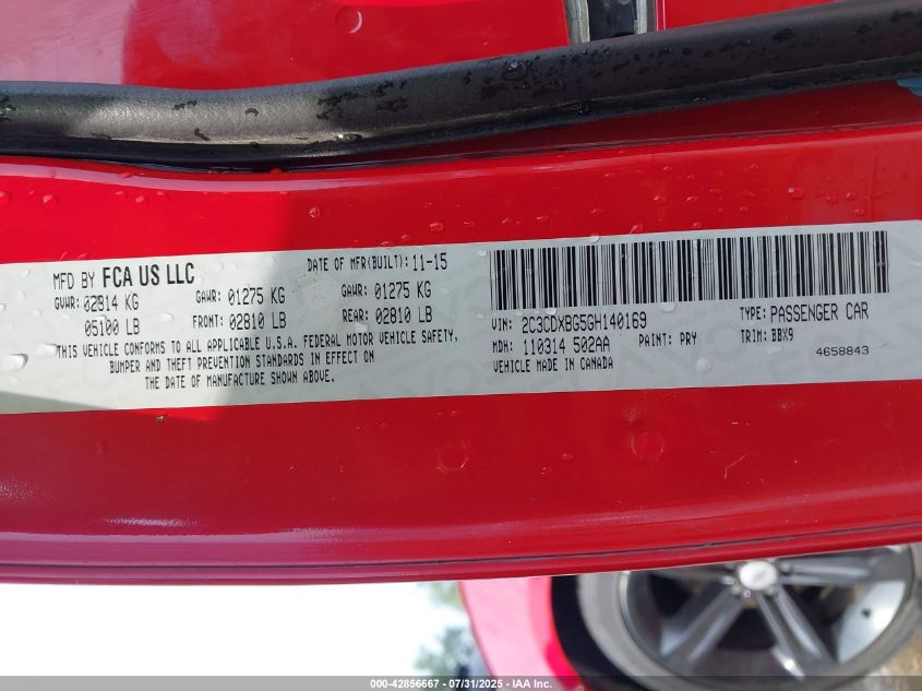 2016 DODGE CHARGER SE - 2C3CDXBG5GH140169