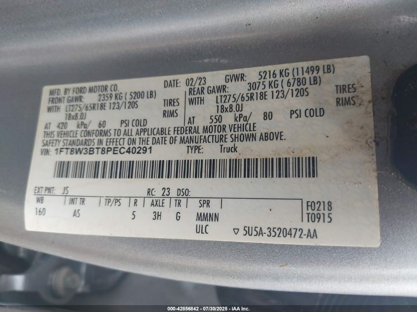 2023 Ford F-350 Xl VIN: 1FT8W3BT8PEC40291 Lot: 42856842
