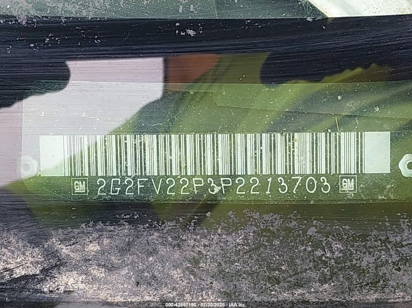 1993 Pontiac Firebird Formula/Trans Am/Gt VIN: 2G2FV22P3P2213703 Lot: 42857180