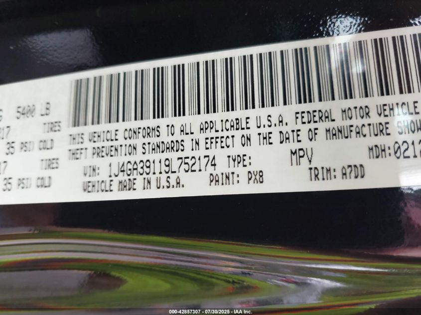 2009 Jeep Wrangler Unlimited X VIN: 1J4GA39119L752174 Lot: 42857307
