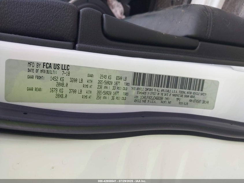 2018 Jeep Grand Cherokee Altitude 4X4 VIN: 1C4RJFAG5JC468390 Lot: 42858541