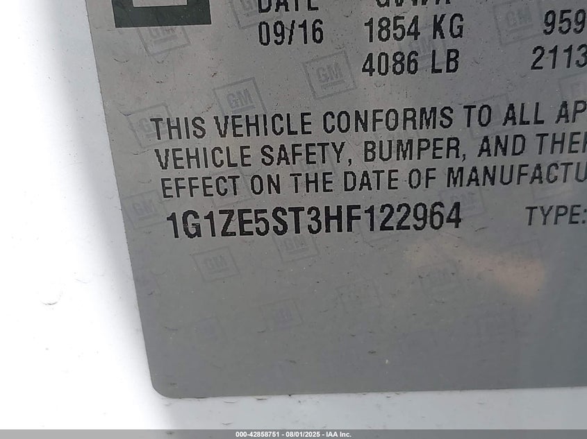 2017 CHEVROLET MALIBU 1LT - 1G1ZE5ST3HF122964