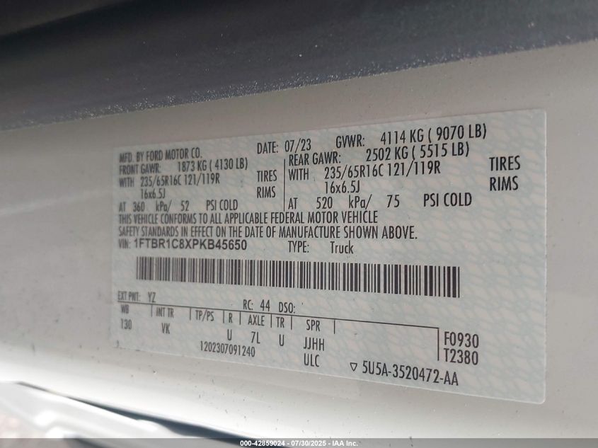 2023 Ford Transit-250 - 1FTBR1C8XPKB45650