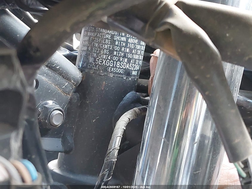 2025 Kawasaki Ex500 VIN: ML5EXGG18SDA52364 Lot: 42859167