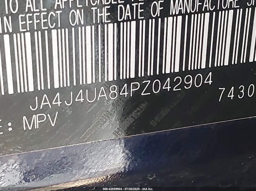 2023 Mitsubishi Outlander Se 2.5 S-Awc VIN: JA4J4UA84PZ042904 Lot: 42859904