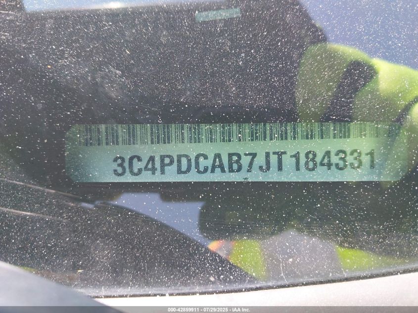 2018 Dodge Journey Se VIN: 3C4PDCAB7JT184331 Lot: 42859911