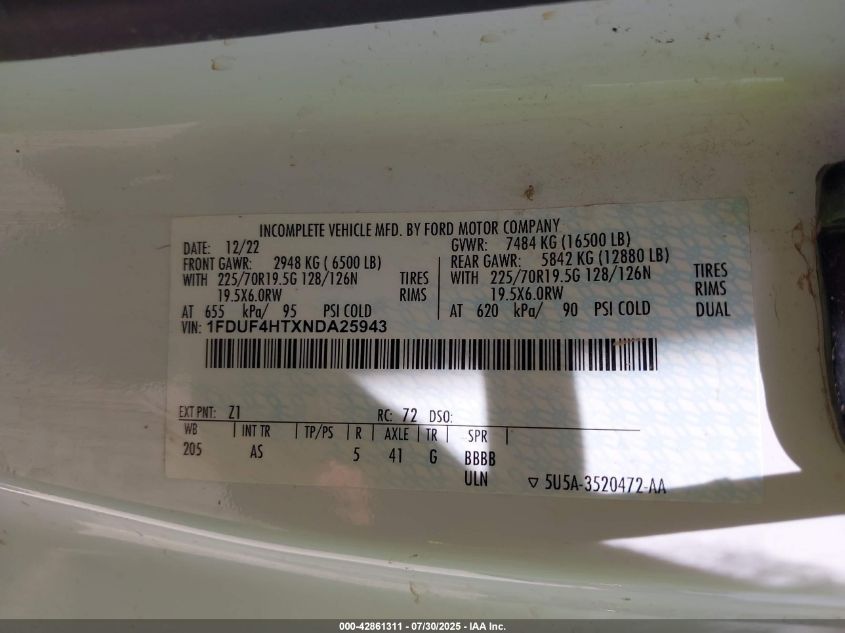 2022 Ford F-450 - 1FDUF4HTXNDA25943