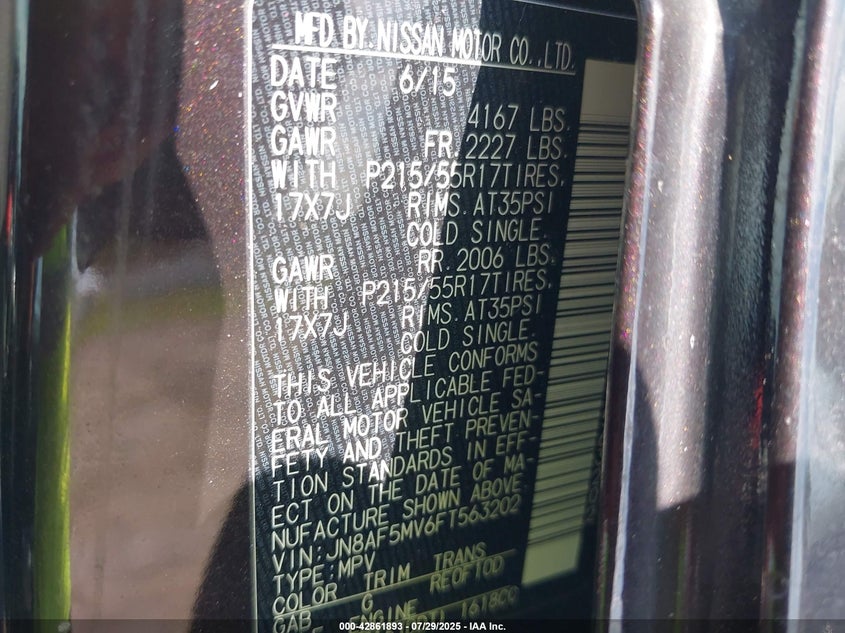 2015 NISSAN JUKE S - JN8AF5MV6FT563202