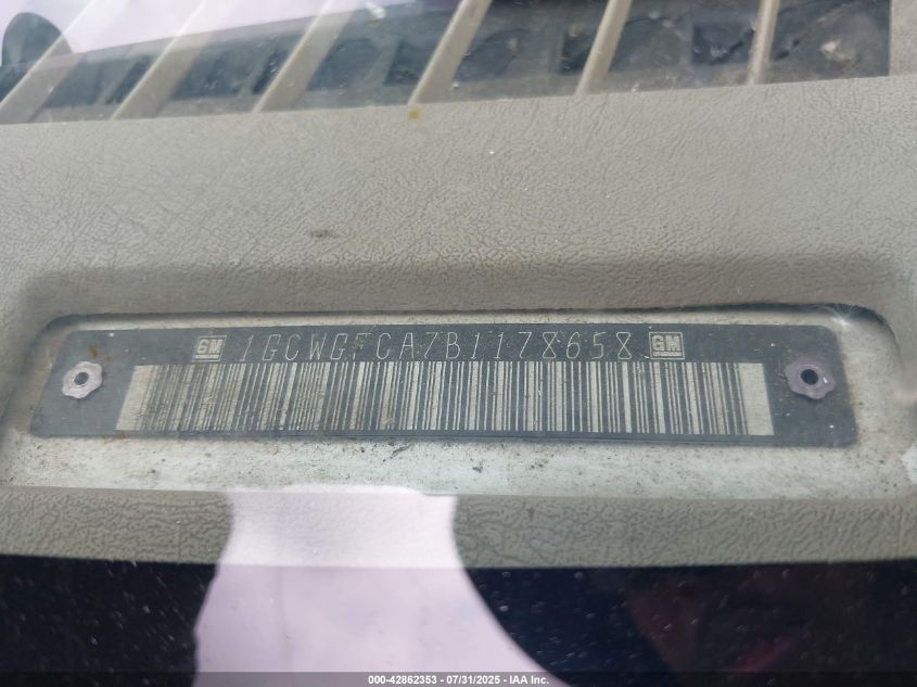 2011 Chevrolet Express 2500 Work Van VIN: 1GCWGFCA7B1178658 Lot: 42862353