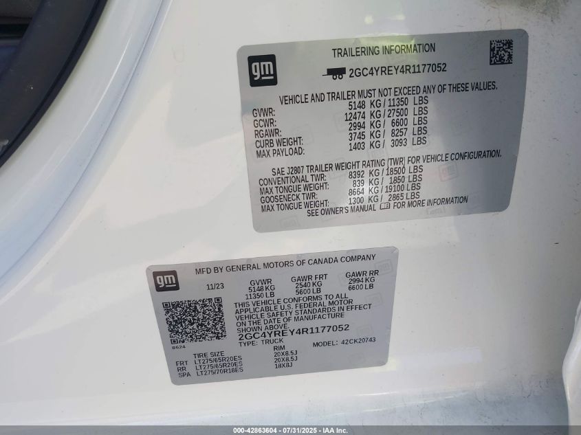 2024 Chevrolet Silverado 2500 - 2GC4YREY4R1177052