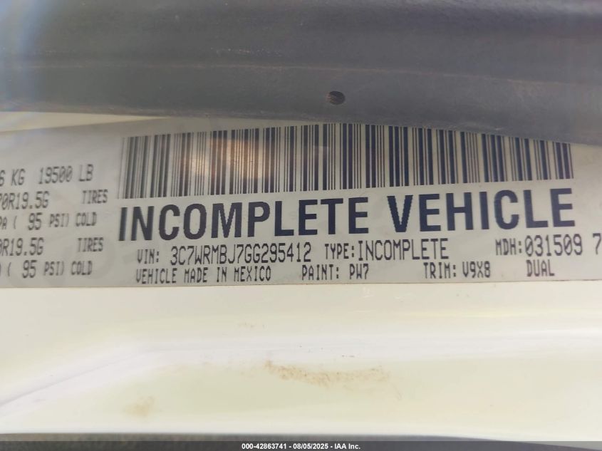 2016 Ram 5500 Chassis Tradesman/Slt VIN: 3C7WRMBJ7GG295412 Lot: 42863741