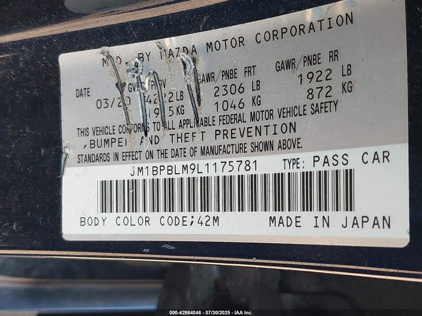2020 MAZDA MAZDA3 HATCHBACK JM1BPBLM9L1175781