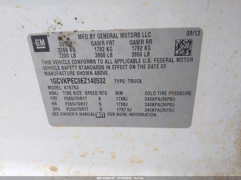 2014 CHEVROLET SILVERADO K1500 - 1GCVKPEC9EZ140532