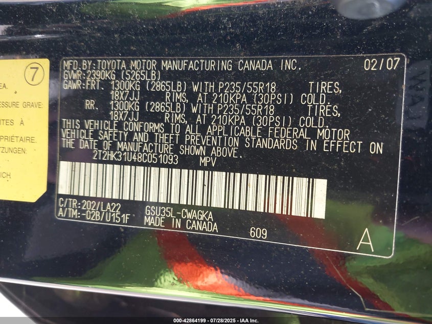 2008 Lexus Rx 350 VIN: 2T2HK31U48C051093 Lot: 42864199