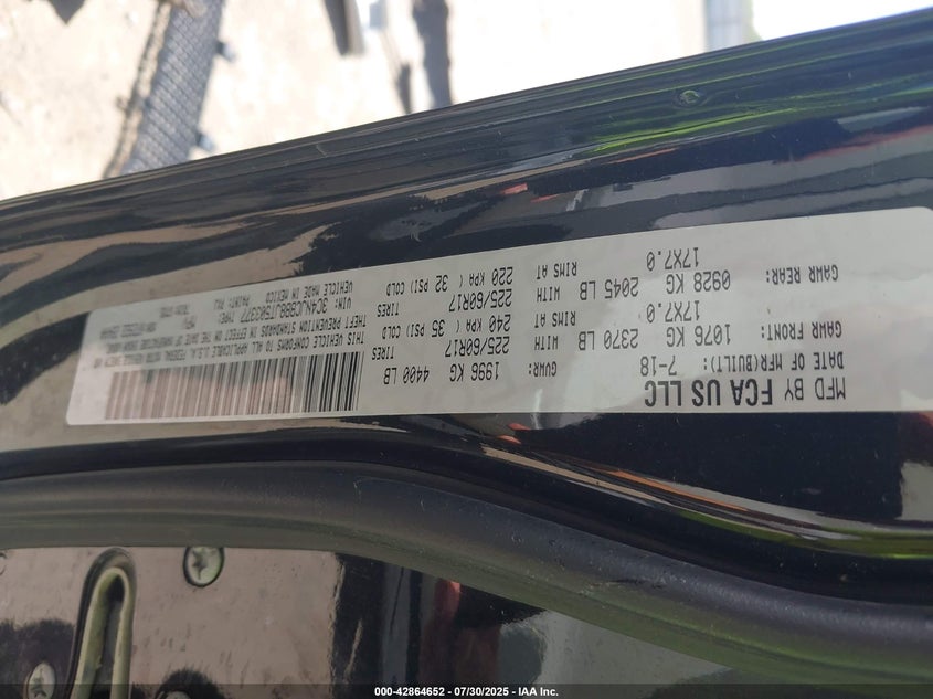 2018 JEEP COMPASS SUN AND WHEEL FWD - 3C4NJCBB8JT503377