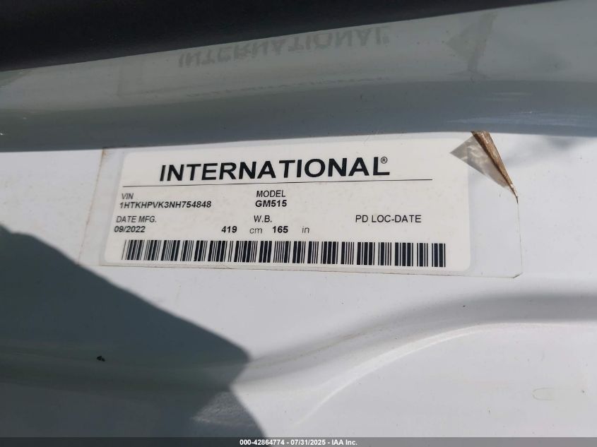 2022 Chevrolet Silverado 4500Hd 1Wt VIN: 1HTKHPVK3NH754848 Lot: 42864774