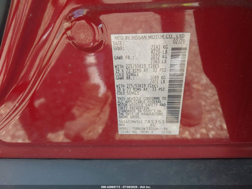 2020 NISSAN ROGUE SL INTELLIGENT AWD - 5N1AT2MV5LC785353