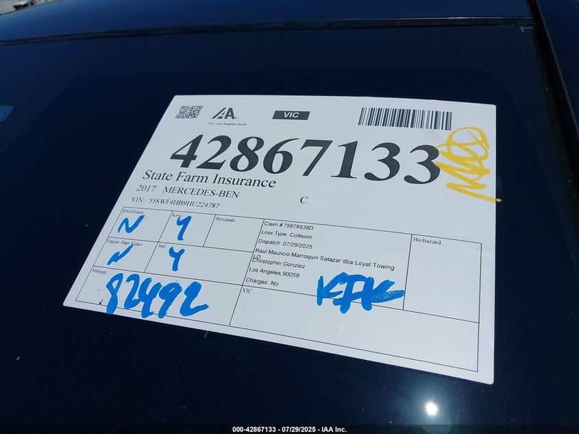 VIN 55SWF4HB9HU224787 2017 MERCEDES-BENZ C 350E LUXURY