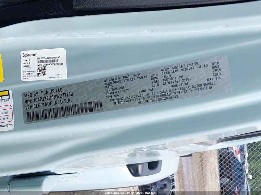 2024 JEEP WRANGLER(VIN: 1C4PJXEG2RW377739