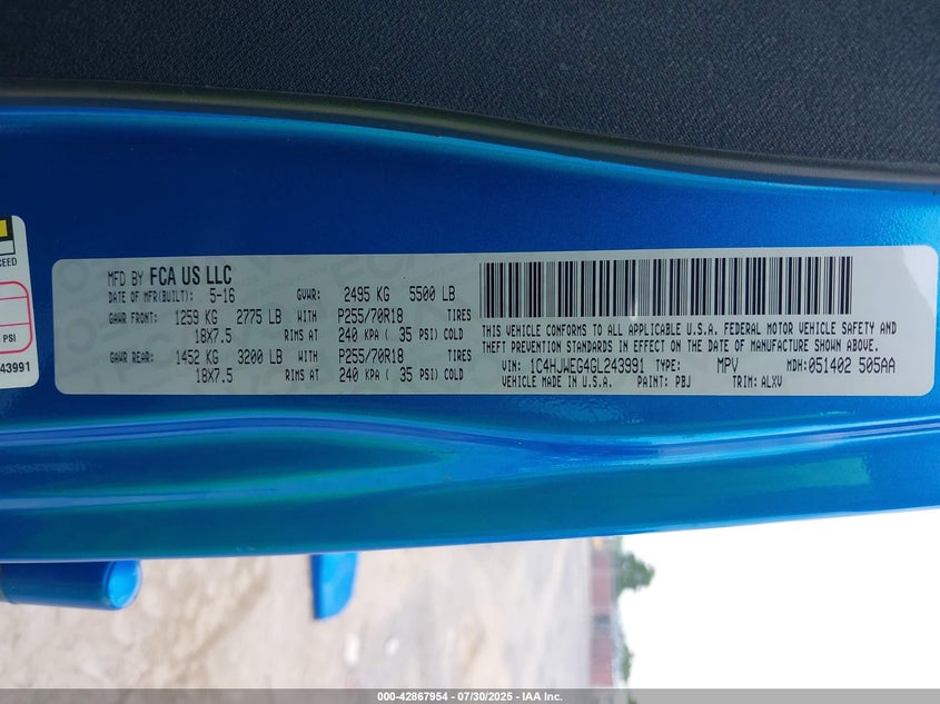 2016 JEEP WRANGLER UNLIMITED SAHARA - 1C4HJWEG4GL243991