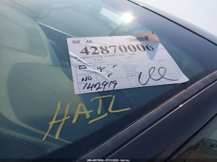 2012 Ram 1500 St VIN: 1C6RD7FT0CS226951 Lot: 42870006