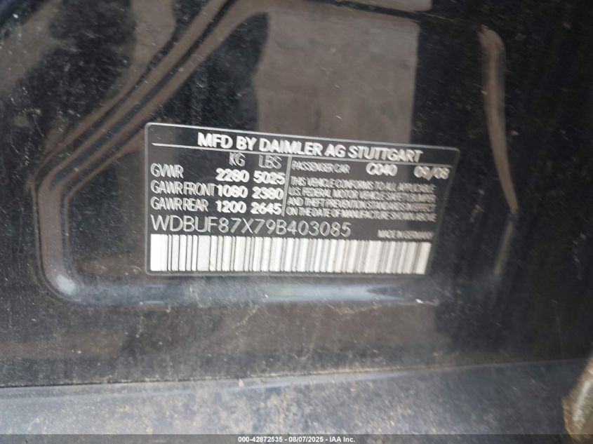 2009 Mercedes-Benz E 350 4Matic VIN: WDBUF87X79B403085 Lot: 42872535