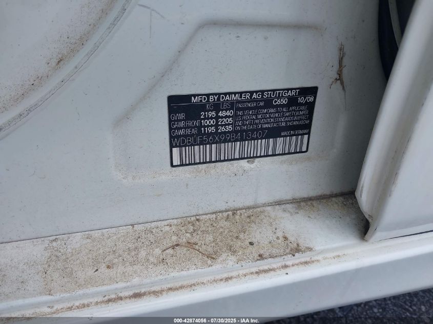 2009 Mercedes-Benz E 350 VIN: WDBUF56X99B413407 Lot: 42874056