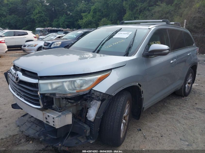 2015 Toyota Highlander Xle V6 VIN: 5TDJKRFH9FS157435 Lot: 42874252