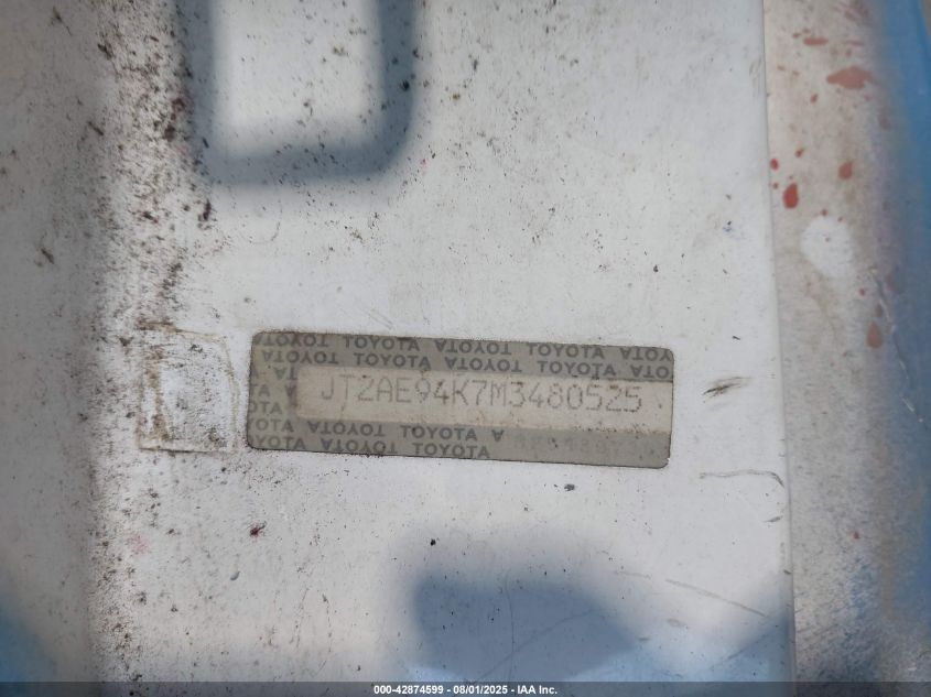 1991 Toyota Corolla Dlx VIN: JT2AE94K7M3480525 Lot: 42874599
