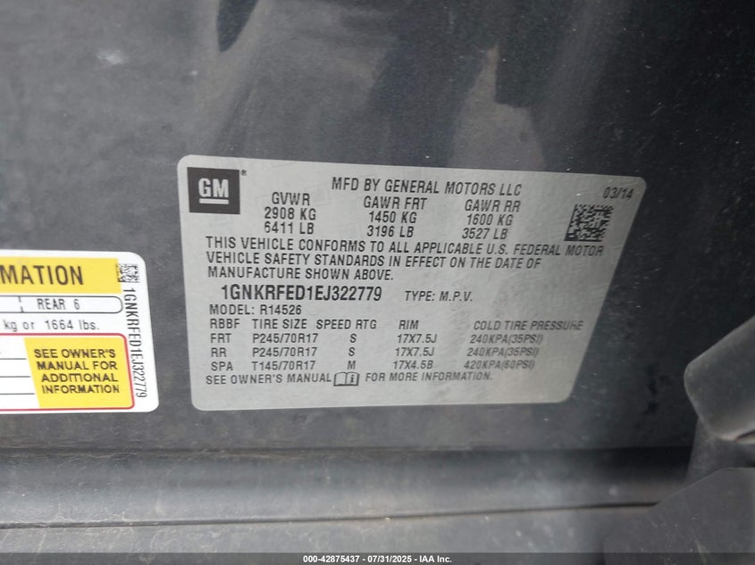 2014 CHEVROLET TRAVERSE LS - 1GNKRFED1EJ322779