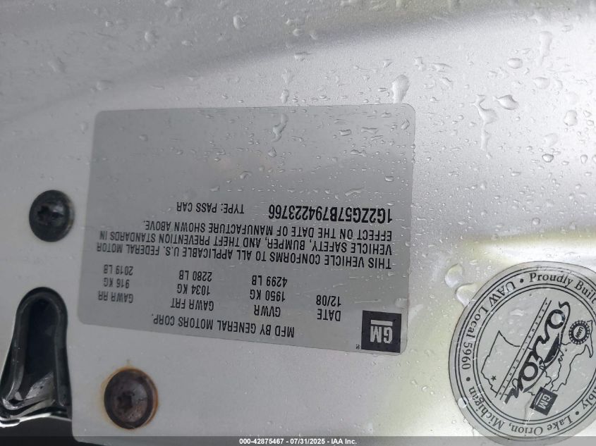 2009 Pontiac G6 VIN: 1G2ZG57B794223766 Lot: 42875467