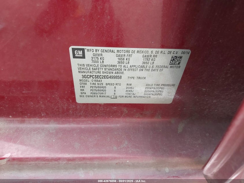 2014 CHEVROLET SILVERADO 1500 1LZ - 3GCPCSEC2EG499858