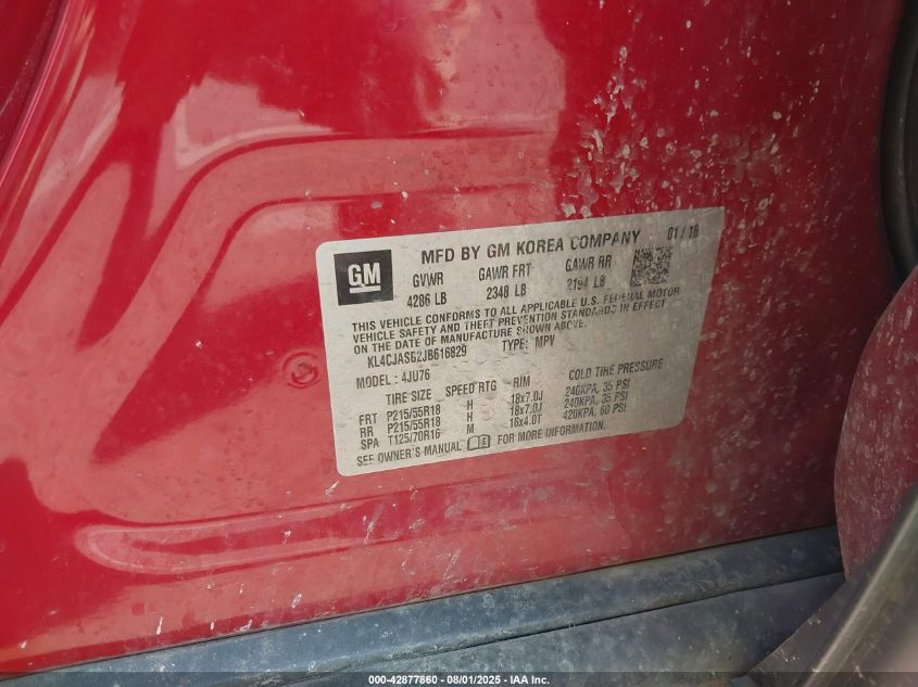 2018 Buick Encore Preferred VIN: KL4CJASB2JB616829 Lot: 42877860