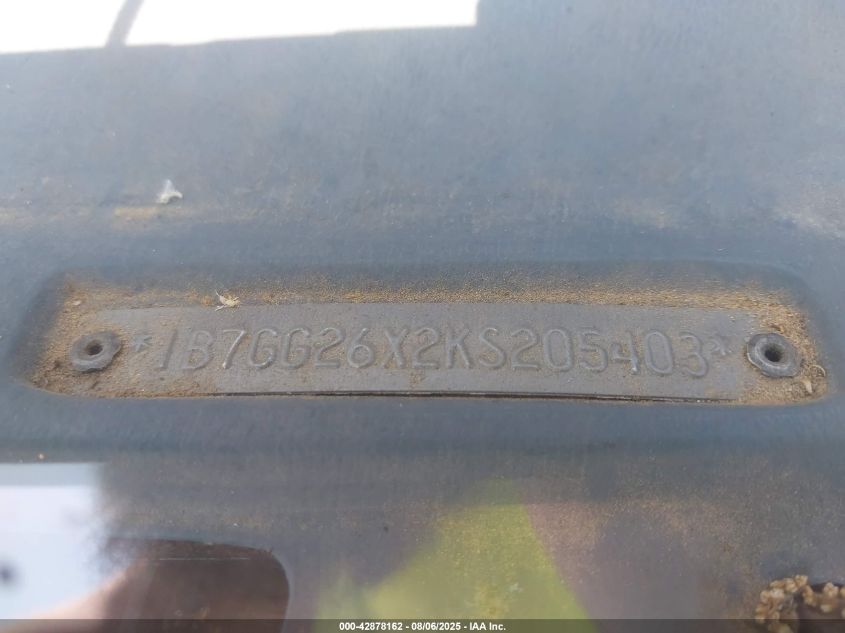 1989 Dodge Dakota VIN: 1B7GG26X2KS205403 Lot: 42878162