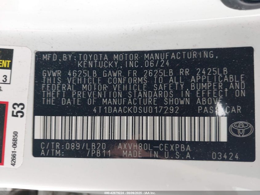 2025 Toyota Camry - 4T1DAACK0SU017292