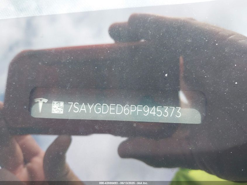 2023 Tesla Model Y Rwd VIN: 7SAYGDED6PF945373 Lot: 42880493