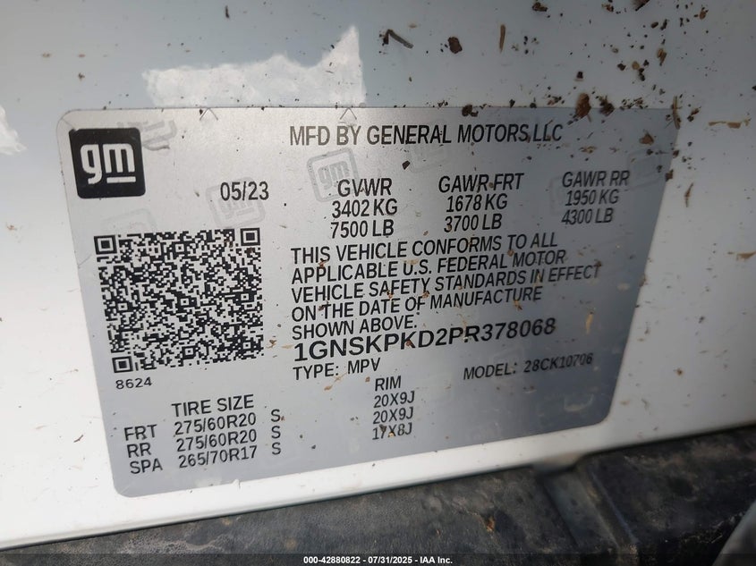 2023 CHEVROLET TAHOE 4WD Z71 - 1GNSKPKD2PR378068