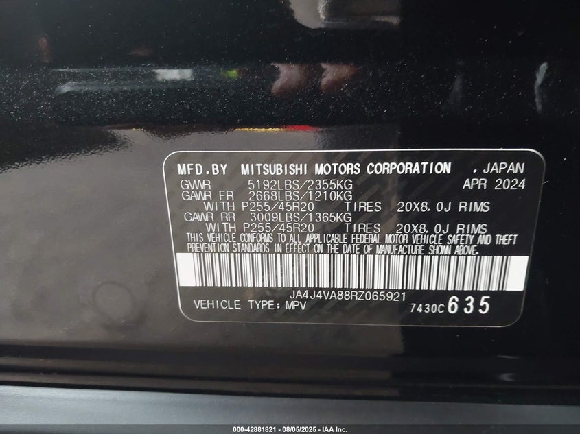 JA4J4VA88RZ065921 2024 MITSUBISHI OUTLANDER photo no. 9