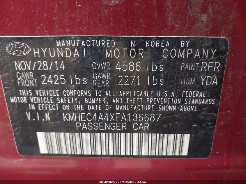 2015 HYUNDAI SONATA HYBRID LIMITED - KMHEC4A4XFA136687