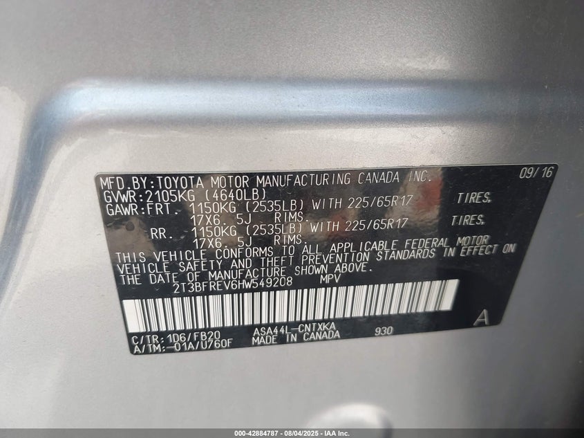 2017 TOYOTA RAV4 LE - 2T3BFREV6HW549208