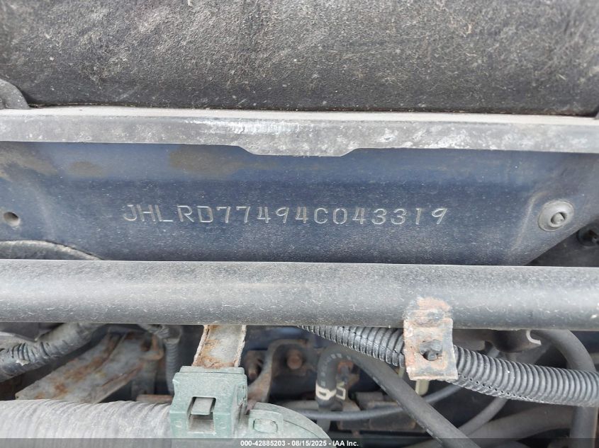 2004 Honda Cr-V Lx VIN: JHLRD77494C043319 Lot: 42885203